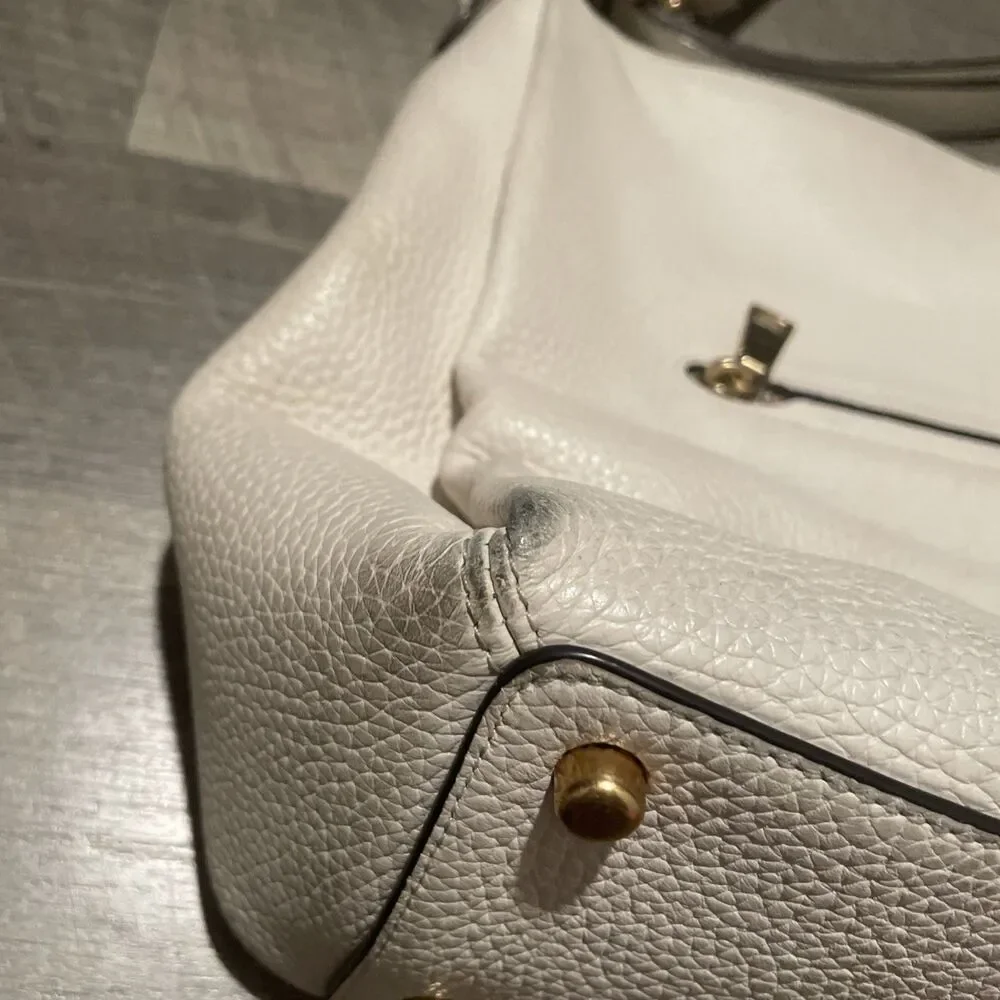 Coach Shay Shoulder Bag Pebble Leather Cream Bone Ivory 93811 Brass